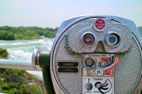 A pay-to-use pair of binoculars at a scenic overlook.
