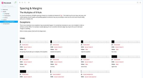 spacing and margin documentation in Storybook